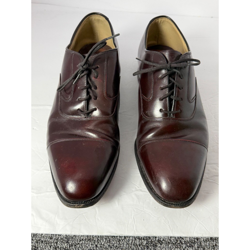 Johnston & Murphy Mens 9 D/B Burgundy Leather Cap Toe Oxford Shoes Made in USA